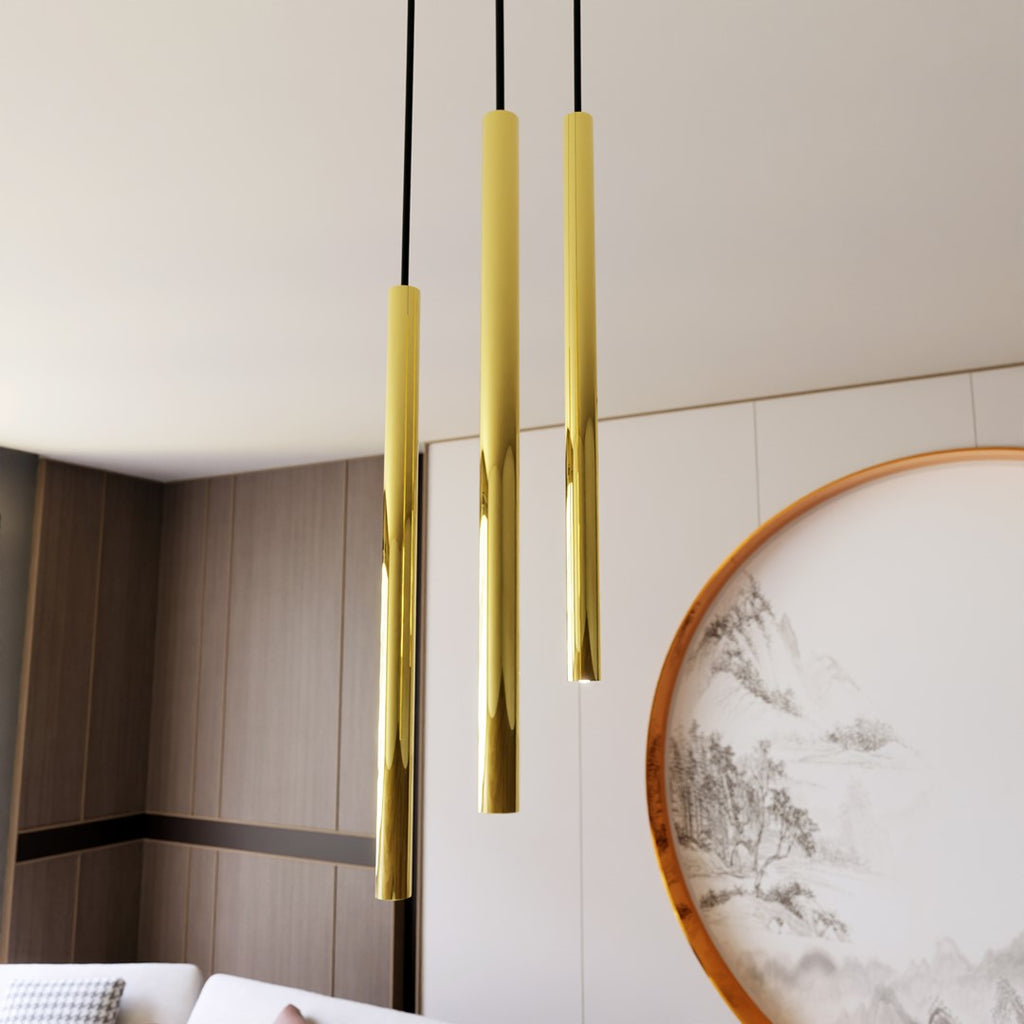 Hanglamp Selter gepoedercoat staal, glamour, zwart met goud, 3 lichtpunten, G9, Ø 20 cm, hoogte 130 cm