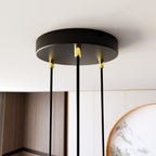 Hanglamp Selter gepoedercoat staal, glamour, zwart met goud, 3 lichtpunten, G9, Ø 20 cm, hoogte 130 cm