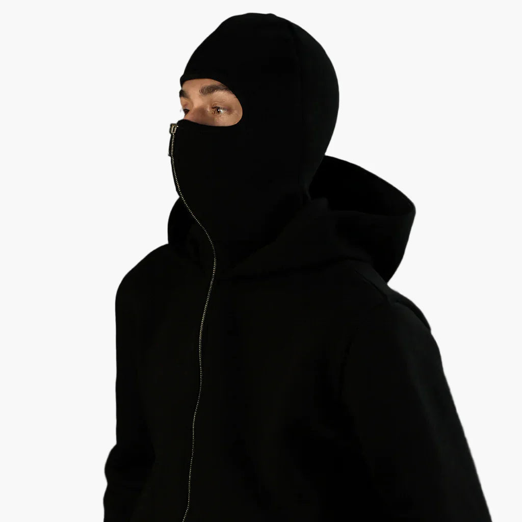 Unisex Urban Tech Zip Hoodie with integrated balaclava – Streetwear for everyday & outdoor