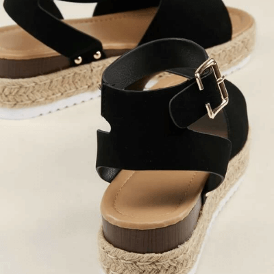 Women's platform sandals espadrilles – fashionable summer sandals with ankle straps for everyday life, leisure, and vacation