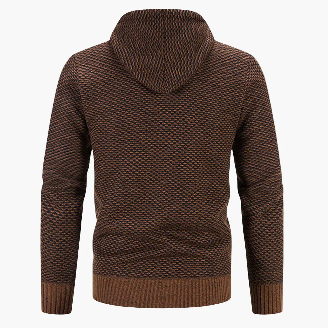 Men's knitted hooded jacket for autumn & winter – warm casual hoodie with zipper