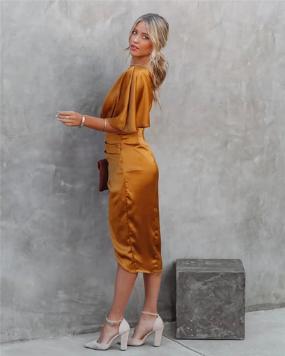 Women's Asymmetrical Mid-Length Dress for Elegant Occasions and Festive Evenings