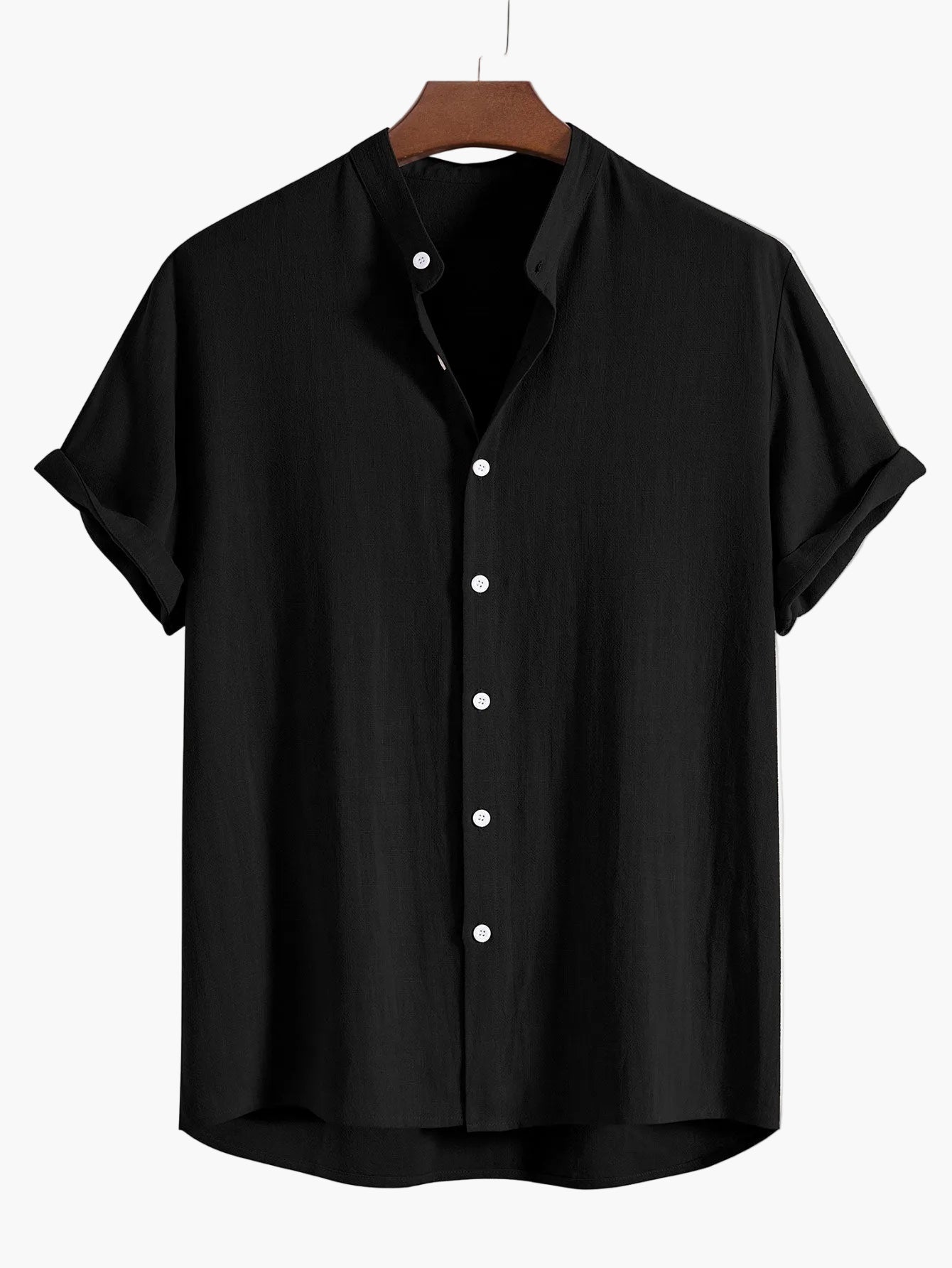 Men's Short-Sleeve Casual Shirt with Stand-Up Collar – Modern Summer Shirt for Everyday and Vacation