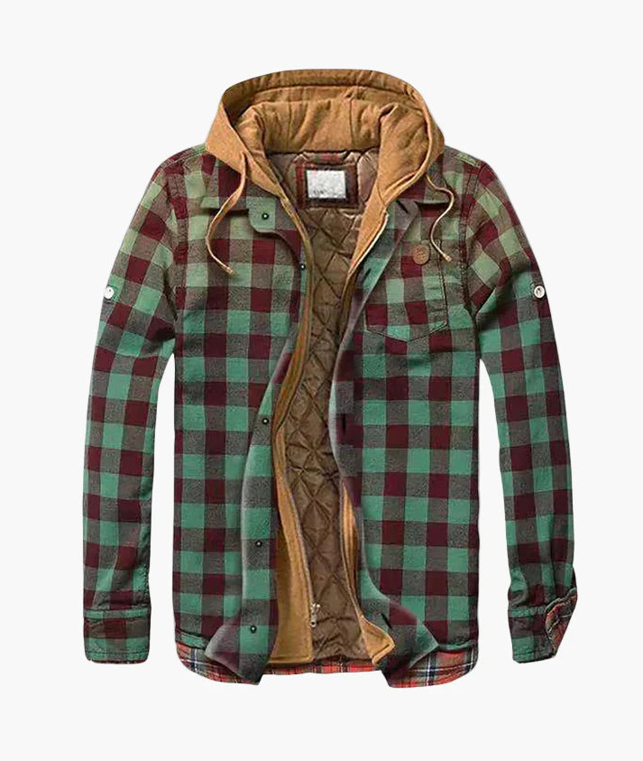 Men's transitional jacket with hood – checked urban design, comfort and style for everyday life and leisure