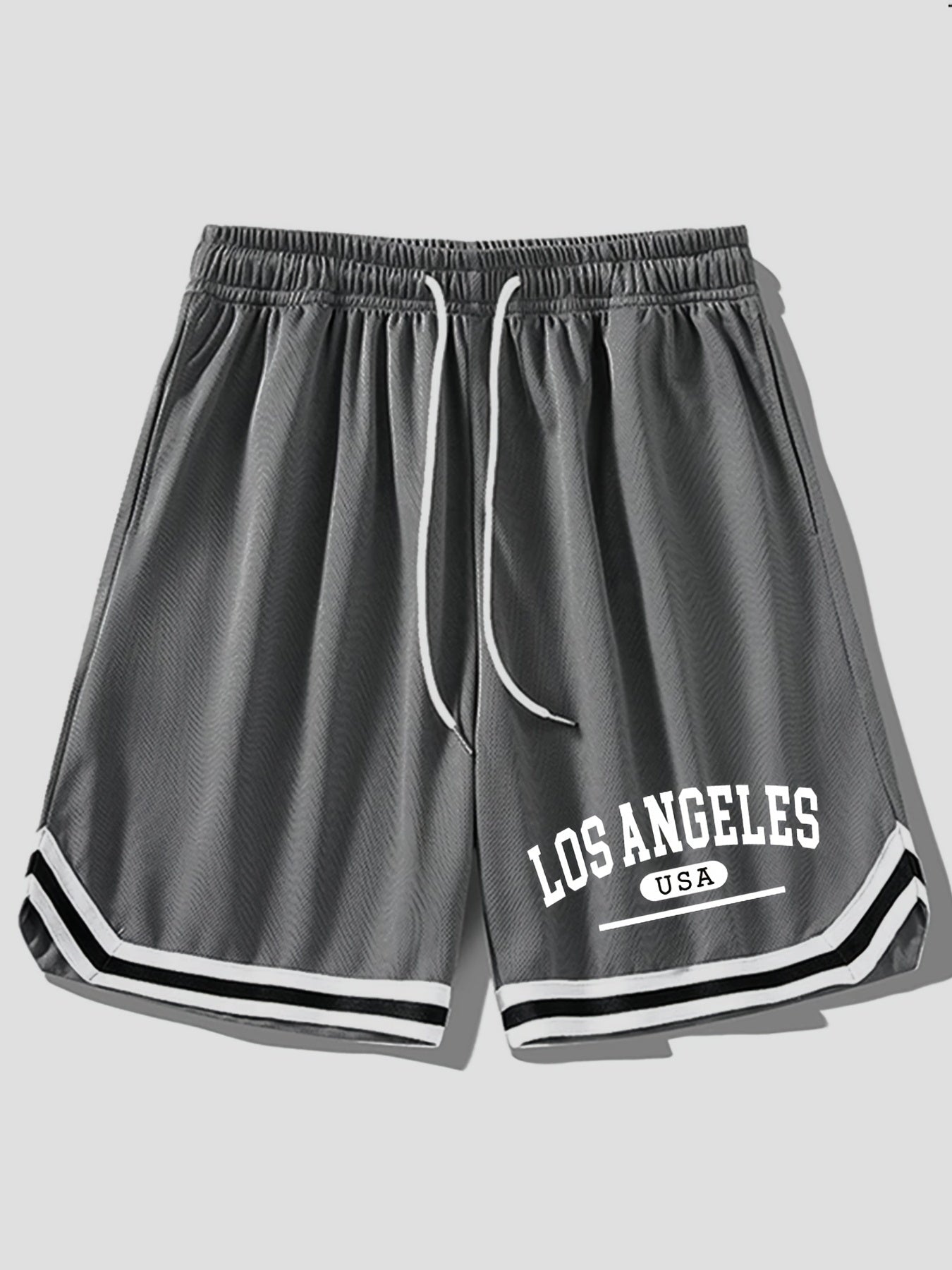 Men's Basketball Shorts Sporty Los Angeles USA Print – Casual Training Shorts for Fitness & Leisure