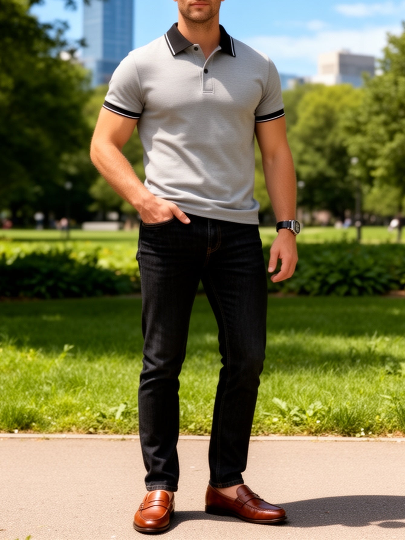 Men's Modern Casual Polo Shirt for Everyday and Leisure