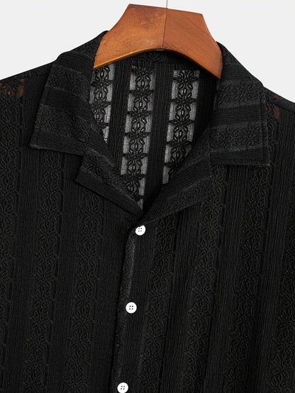 Herren Kurzarm Resorthemd mit Spitze und Knopfleiste – Modernes Freizeitshirt für Sommer und Urlaub