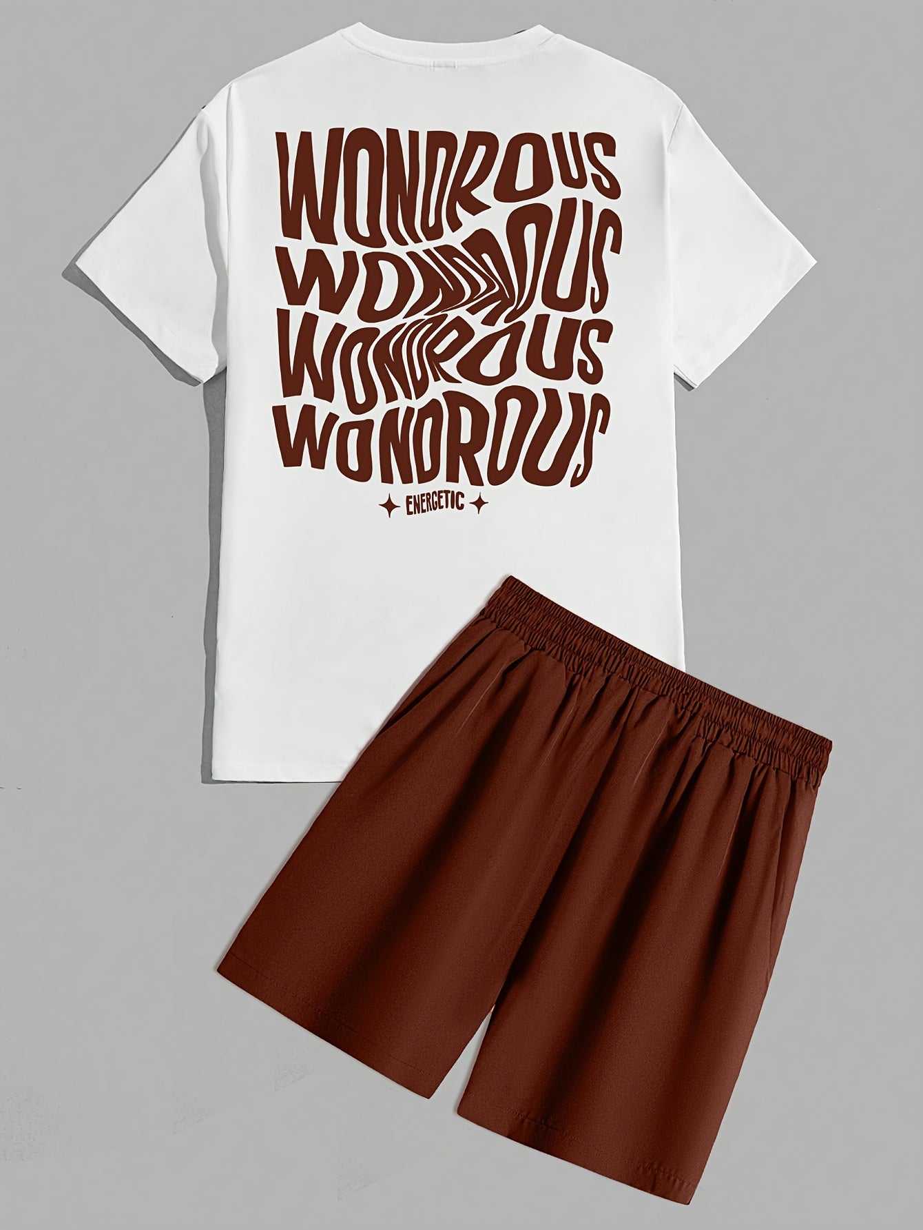 Men's Streetwear Set with Print – Modern T-Shirt and Shorts with WONDROUS Graphic, Casual Outfit