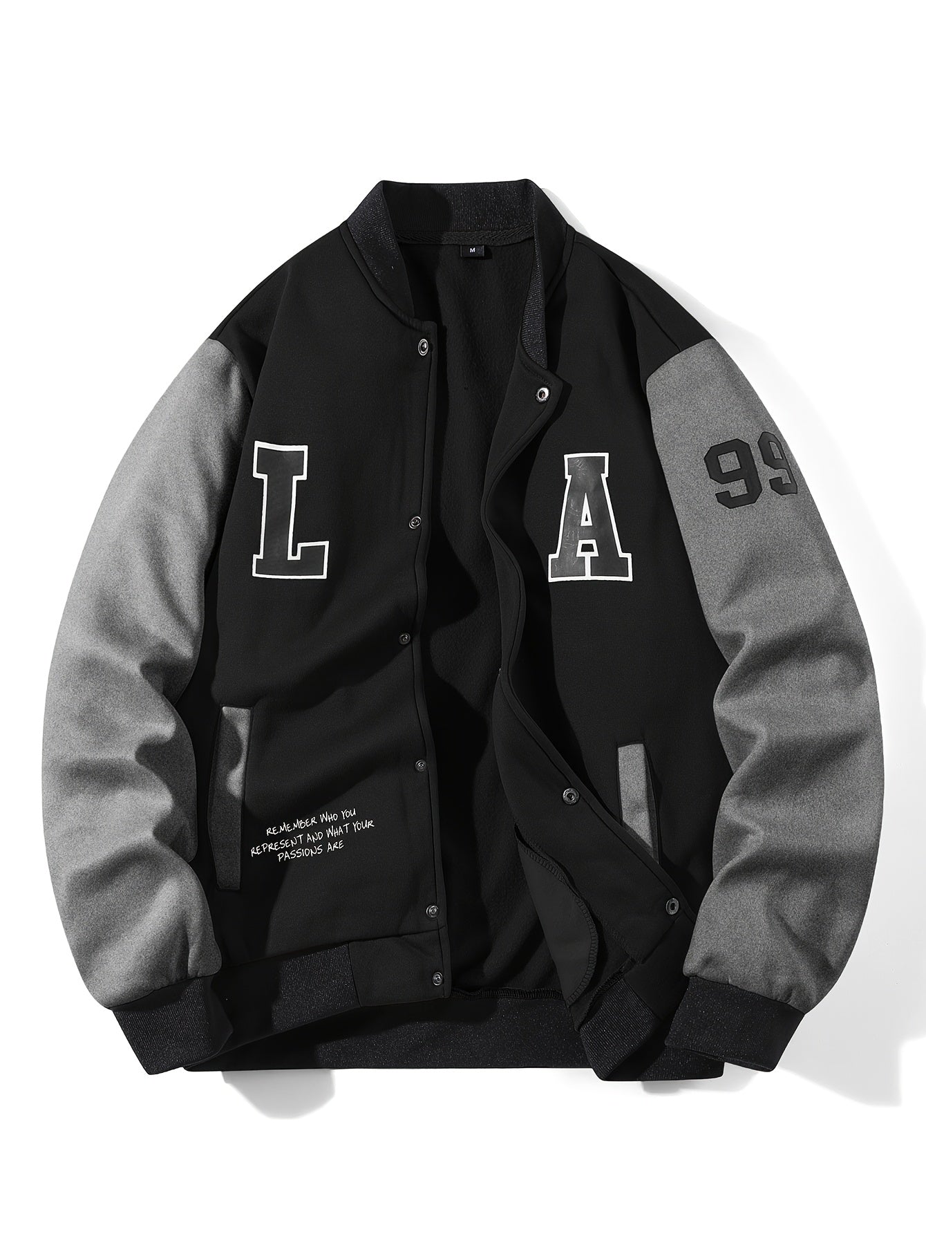 Baseball college jacket with “L A 99” lettering