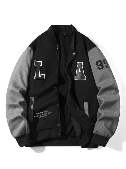 Baseball college jacket with “L A 99” lettering