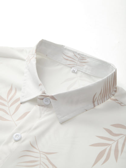 Men's Summer Casual Set – Tropical Short-Sleeve Shirt and Shorts – Fashionable Look for Vacation and Leisure