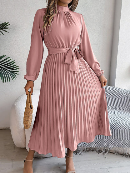 Samantha – Elegant dress with stand-up collar and long sleeves