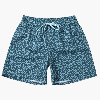 Men's swim shorts with modern pattern, sporty style, ideal for beach and leisure