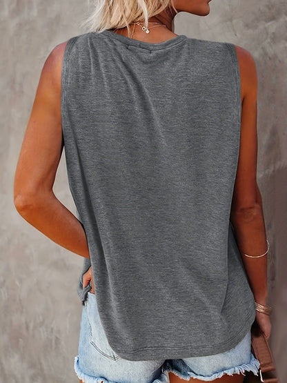 Women's Boho-Style Tank Top with Sun and Moon Print – Summer Casual Shirt