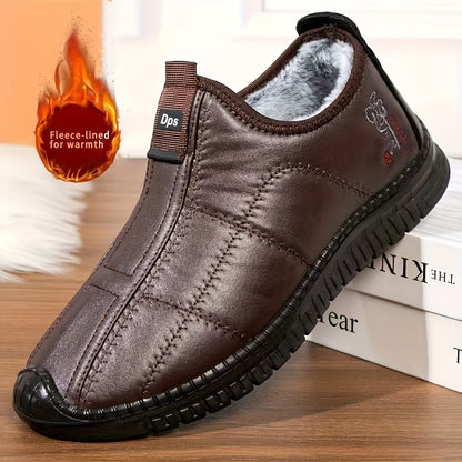 Men's lined black quilted winter slip-on shoes