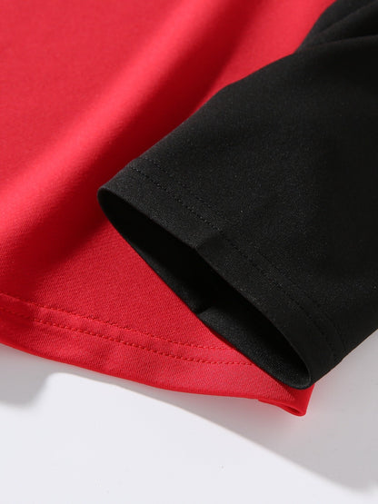 Men’s long-sleeve T-shirt with star print and contrast sleeves