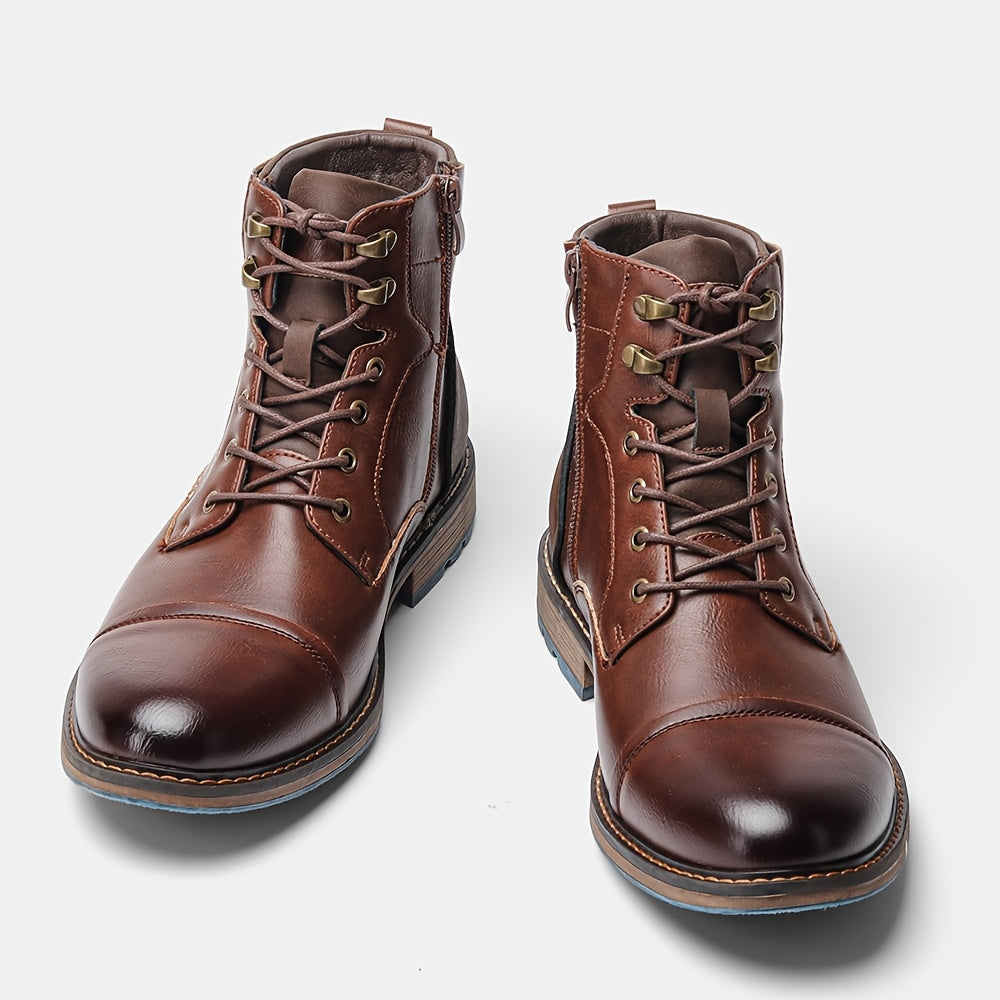 Herren Schnürstiefeletten Braun mit Profilsohle