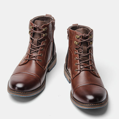 Herren Schnürstiefeletten Braun mit Profilsohle