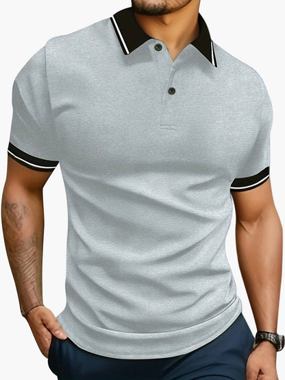 Herren Polo T-Shirt mit Kontrastkragen – Modisches Freizeitshirt für Alltag und Sport