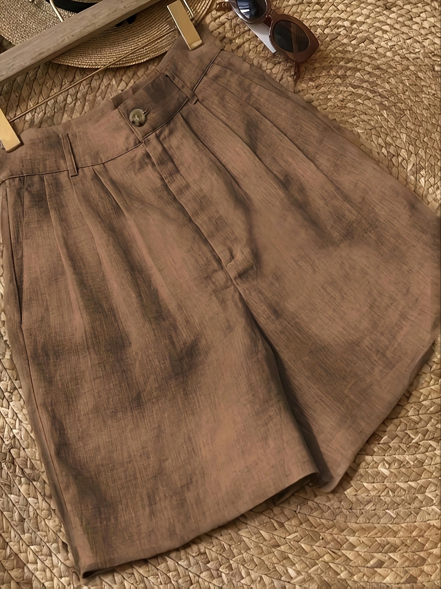 Women's Vintage High Waist Summer Shorts – Elegant Casual Pants with Pockets