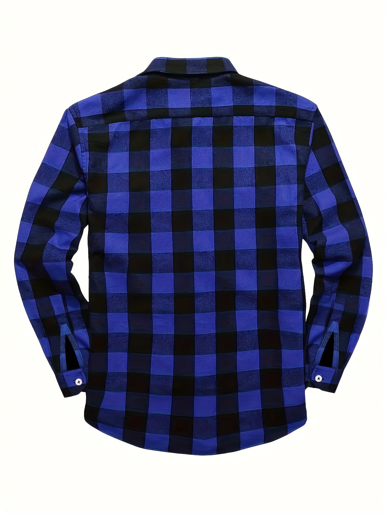 Men’s plaid long-sleeve casual shirt with chest pockets