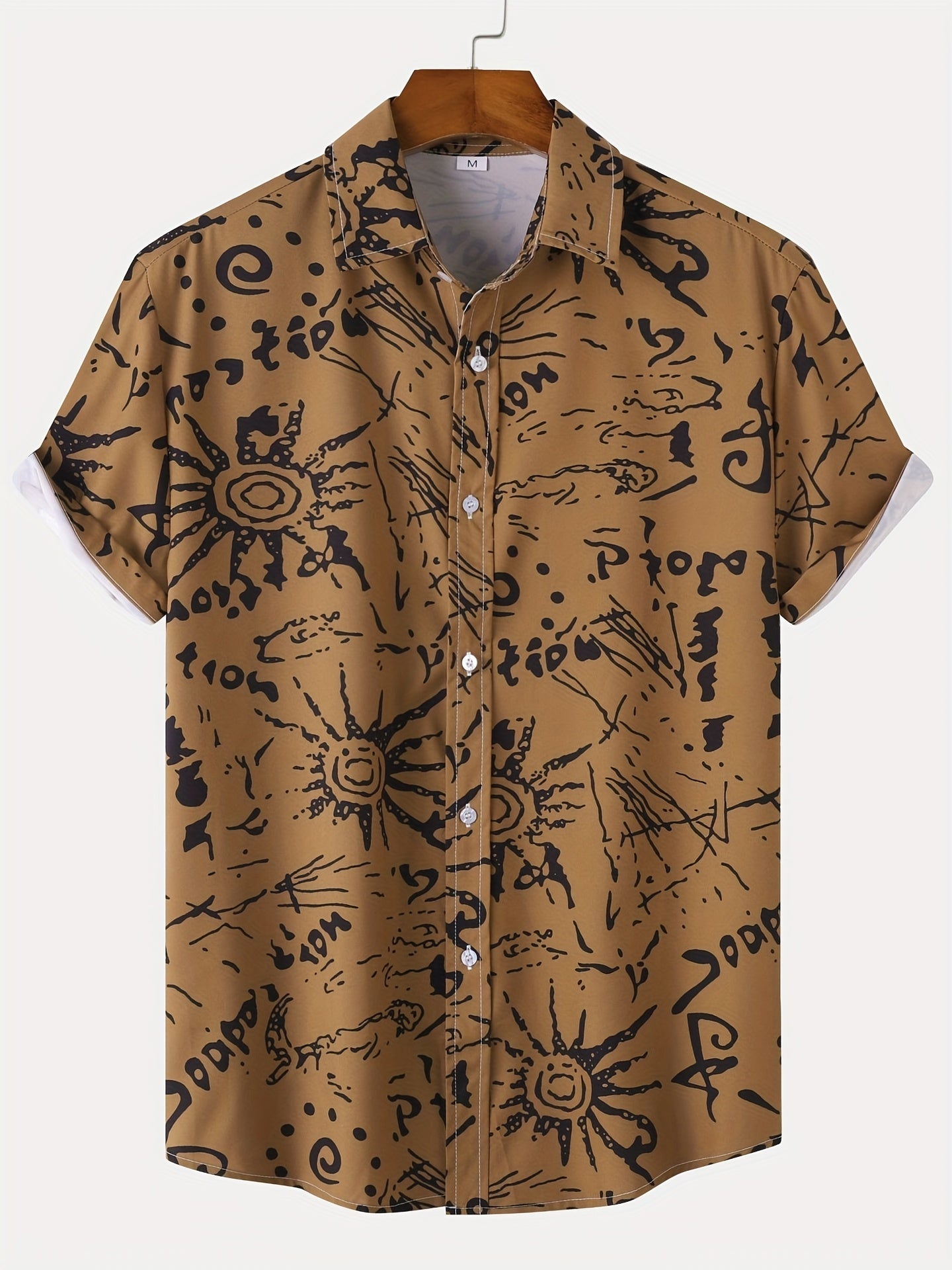Men's Short-Sleeve Casual Shirt with Shell Motif – Modern Resort Shirt for Beach & Vacation