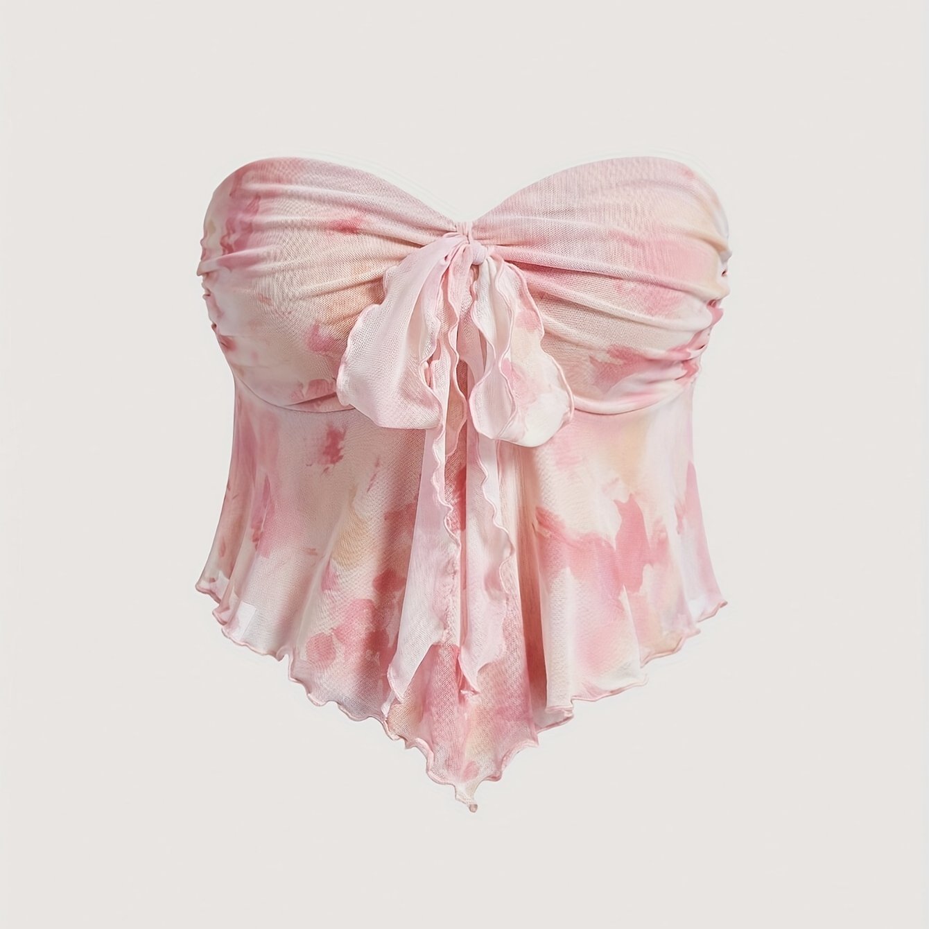 Women's bandeau top in romantic asymmetry style – fashionable summer statement for parties and festivals