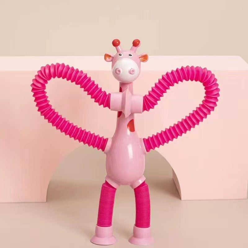 Children's Cartoon Telescopic Giraffe Fidget Toy with Suction Cup – Stress Relief & Sensory Fun