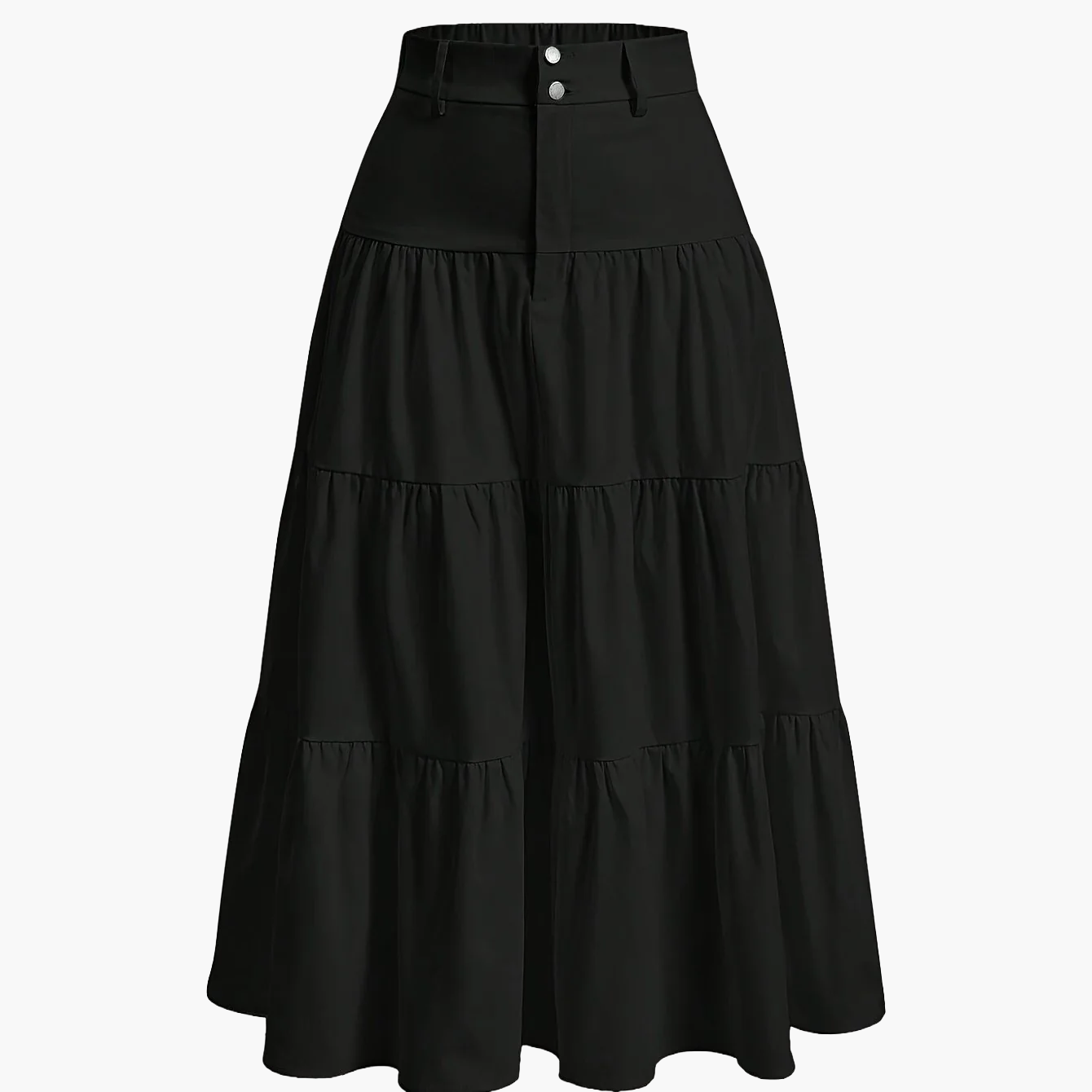 Damen Eleganter Stufenrock mit Hoher Taille für Alltag und Büro