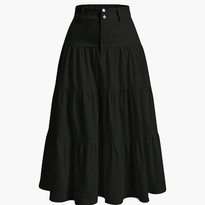 Damen Eleganter Stufenrock mit Hoher Taille für Alltag und Büro