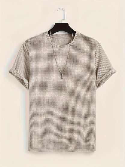 Men's short-sleeve T-shirt with modern mesh design and casual style
