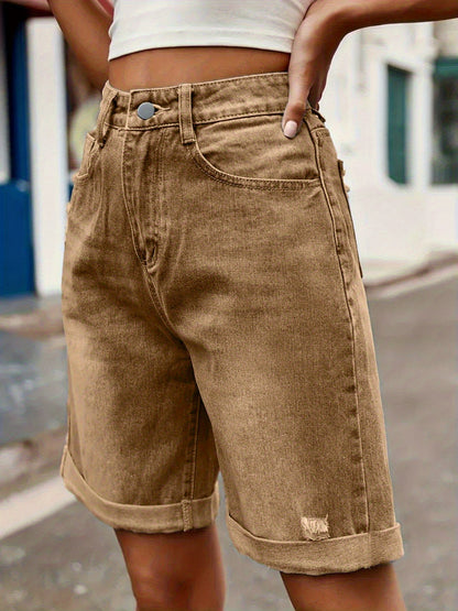 Women's High Waist Jeans Bermuda Shorts in Casual Look for Summer