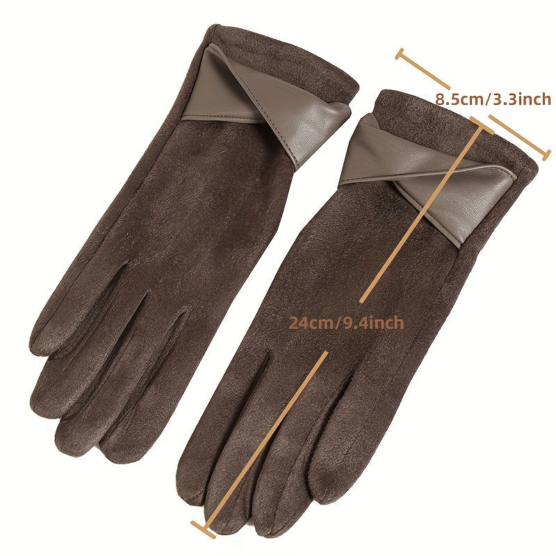 Damen Handschuhe Braun mit Wickeldetail Weiches Material Einheitsgröße