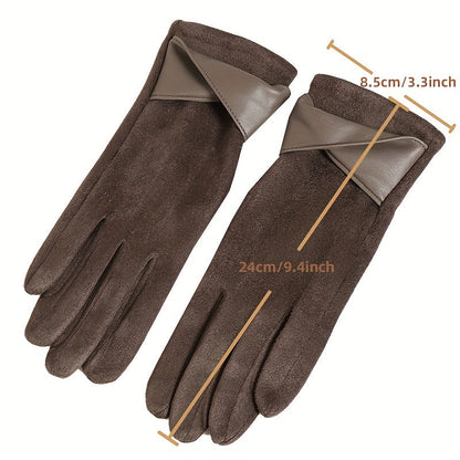 Damen Handschuhe Braun mit Wickeldetail Weiches Material Einheitsgröße