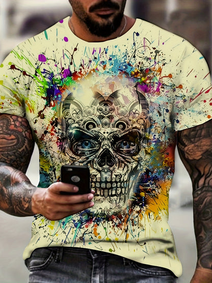 Herren Oversize T-Shirt mit Totenkopf-Splash-Print – Urban Streetwear Stil