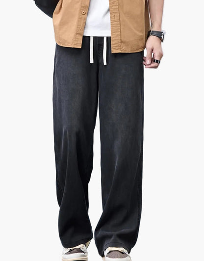 Men's Loose Casual Jeans with Drawstring – Relaxed Street Style for Everyday and Leisure