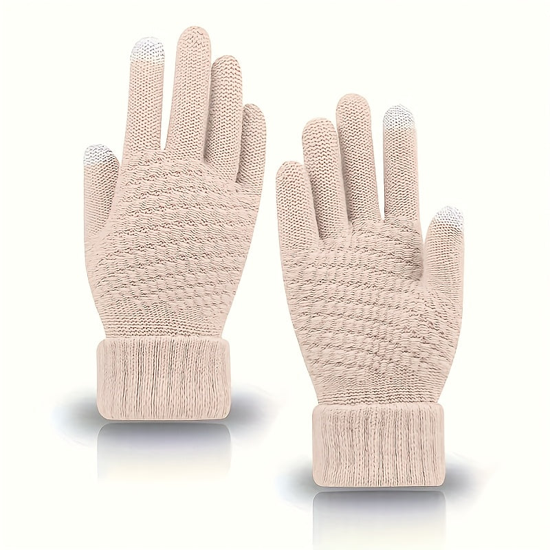 Unisex knitted gloves with touchscreen functionality, warm winter gloves