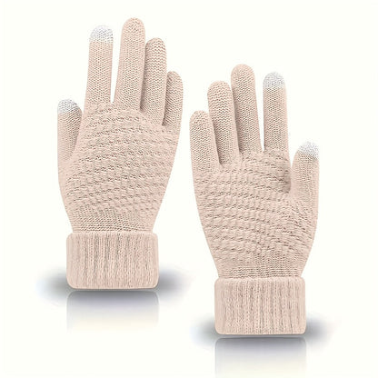 Unisex knitted gloves with touchscreen functionality, warm winter gloves