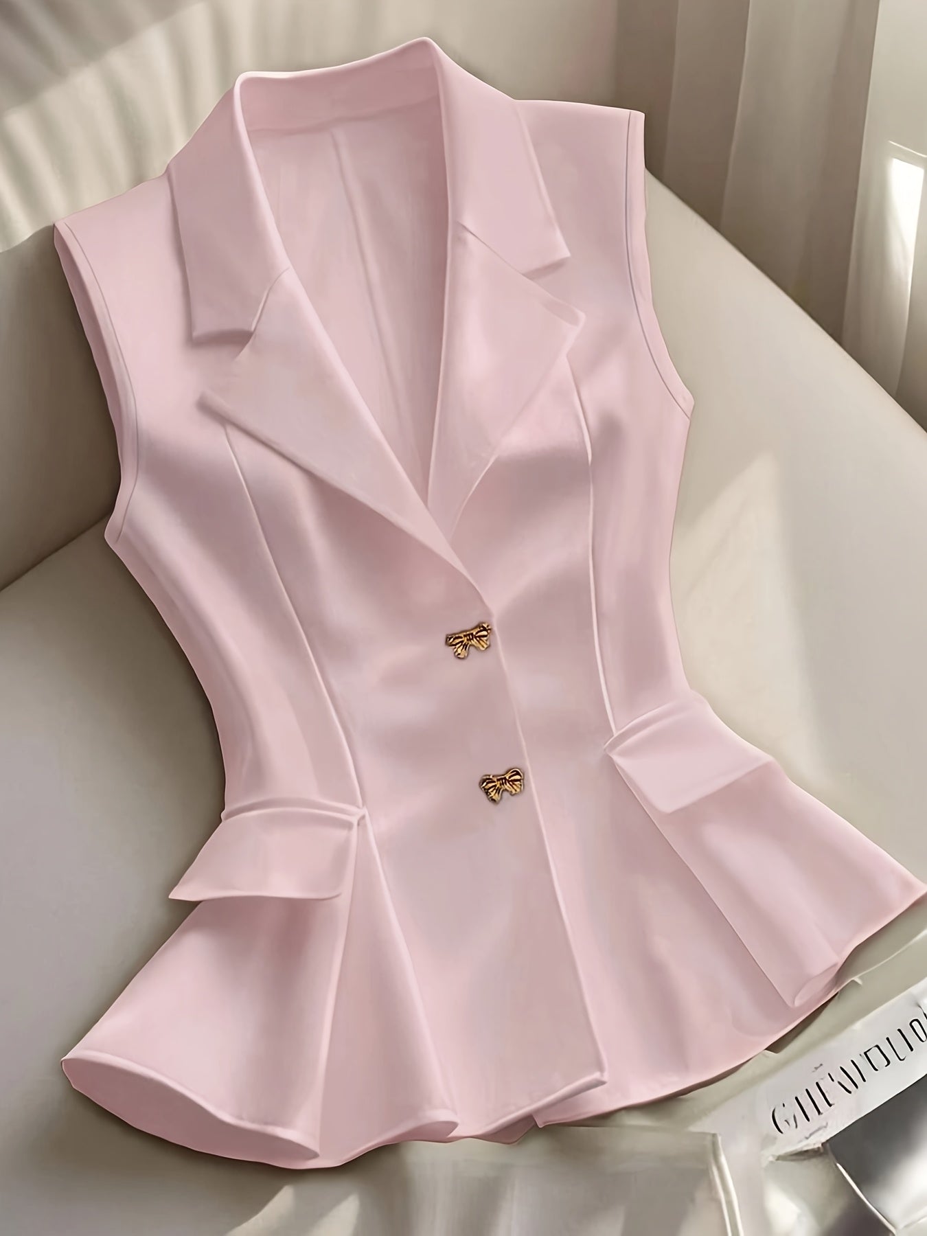 Women's Elegant Sleeveless Vest with Waist Shaping and Peplum for Business and Casual Wear