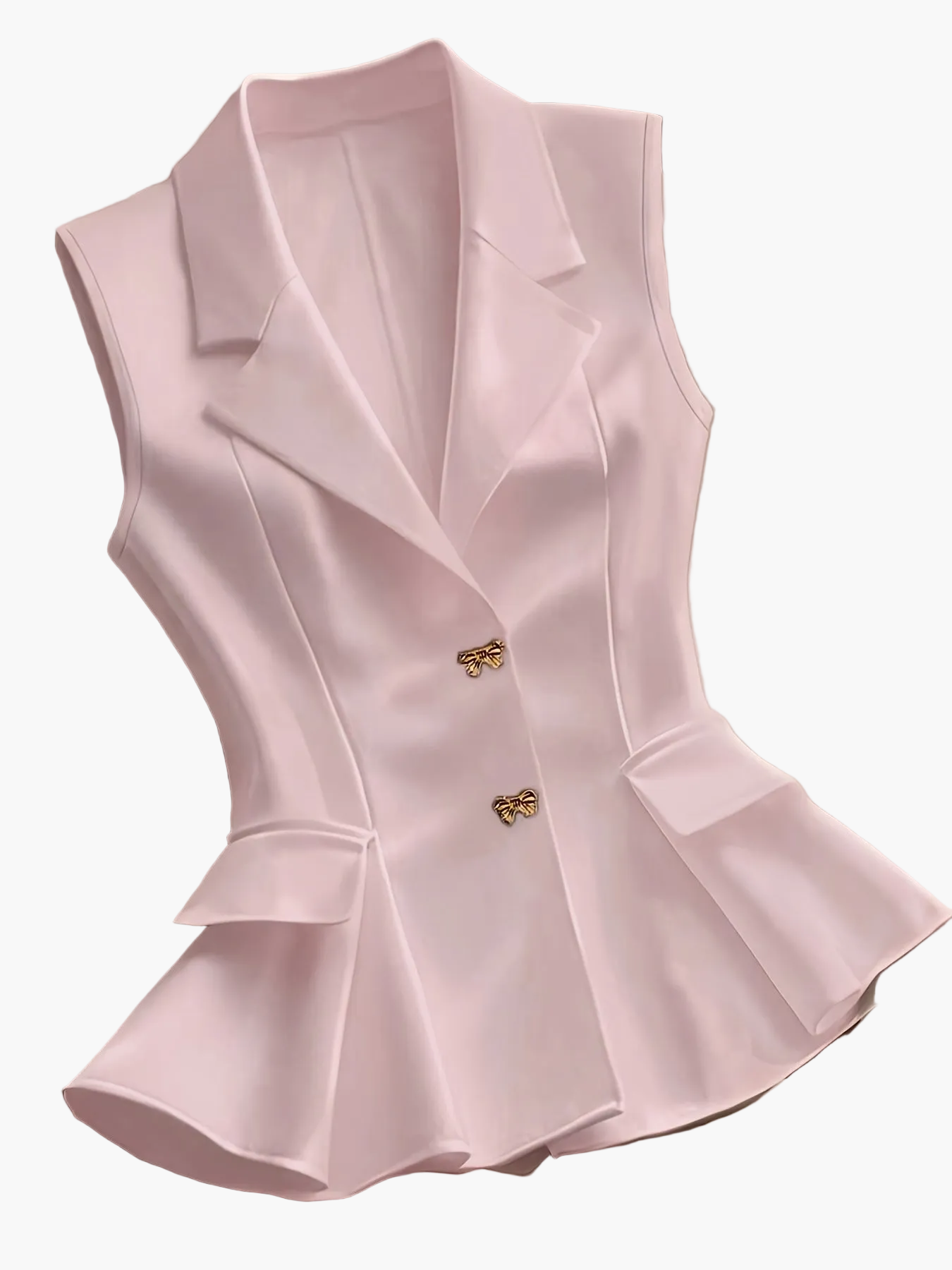 Women's Elegant Sleeveless Vest with Waist Shaping and Peplum for Business and Casual Wear