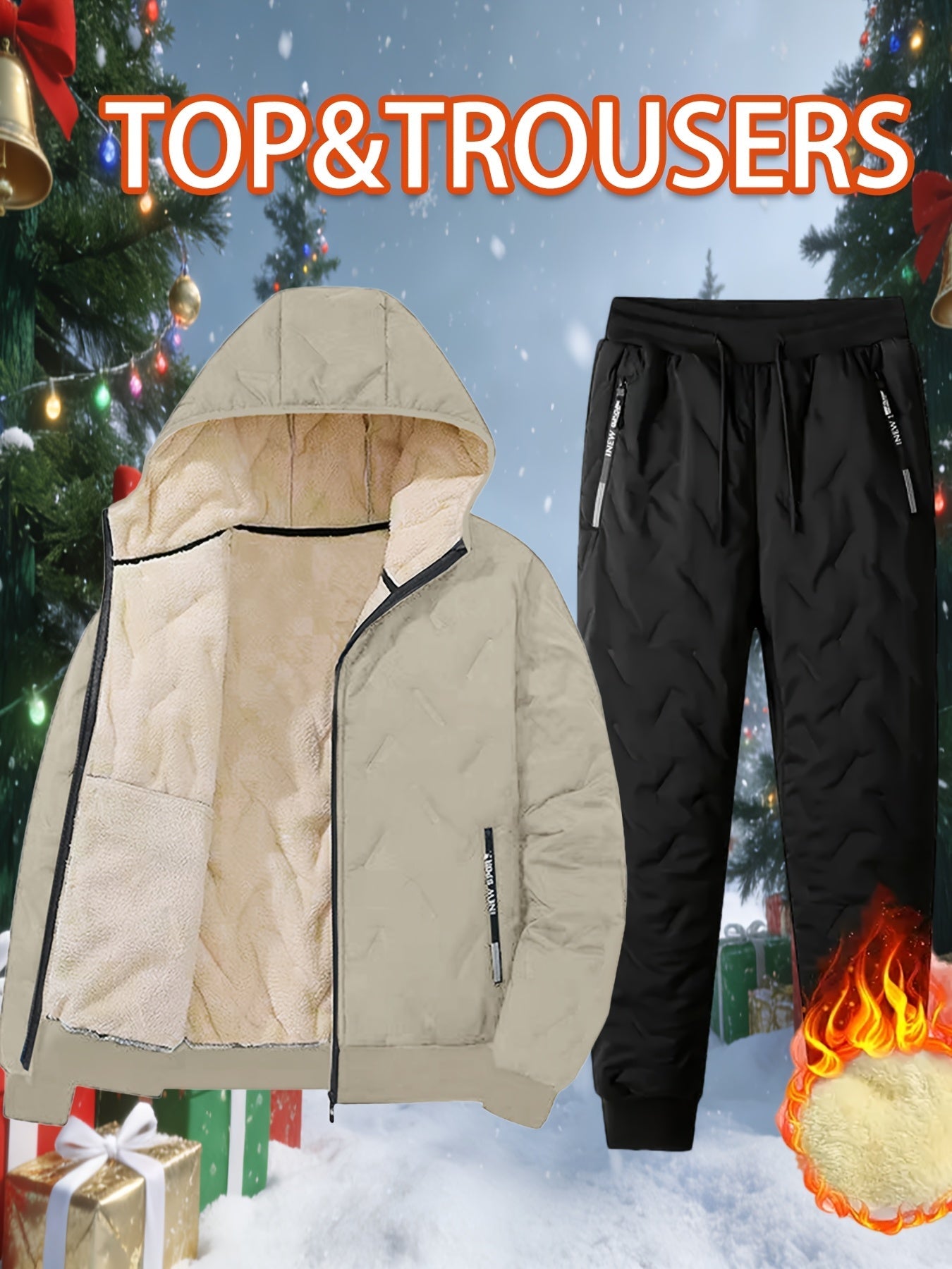 Quilted men's tracksuit, lined, with hood, 2-piece