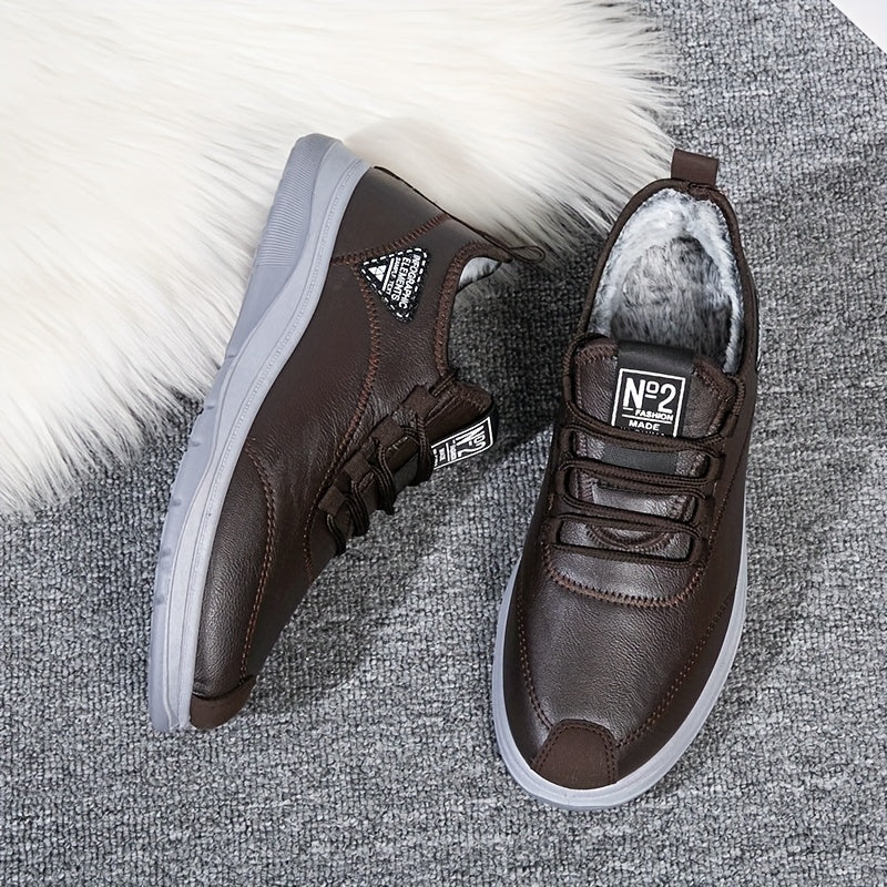 Herren Winterschuhe gefüttert, Freizeitschuhe mit Schnürung, Braun oder Schwarz