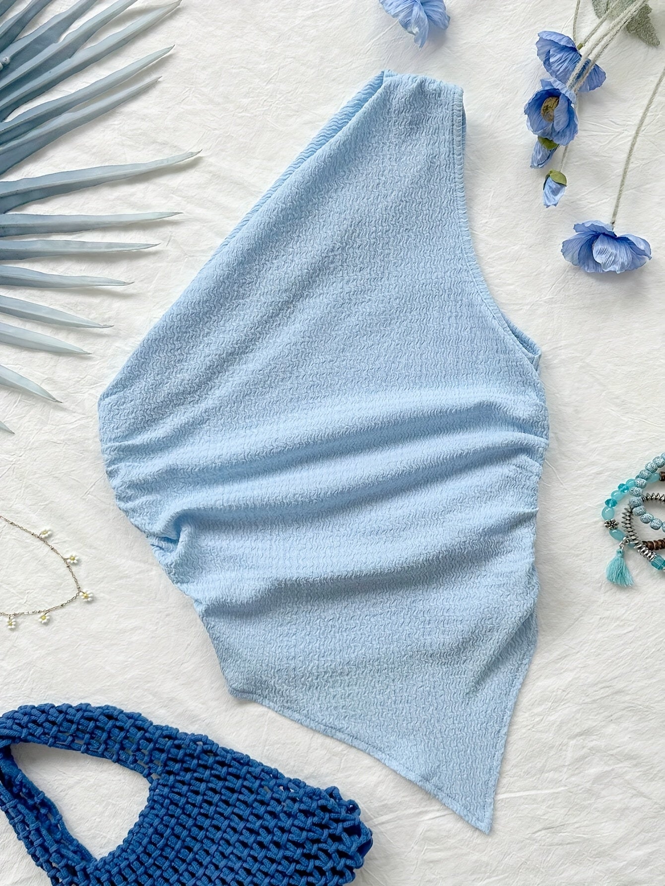 Damen Asymmetrisches Freizeit-Top mit Blumenmuster für den Sommer
