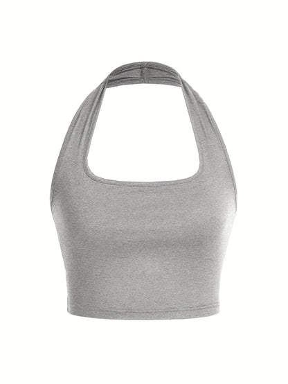 Women's Halterneck Crop Top – Backless, Summer, Casual Style