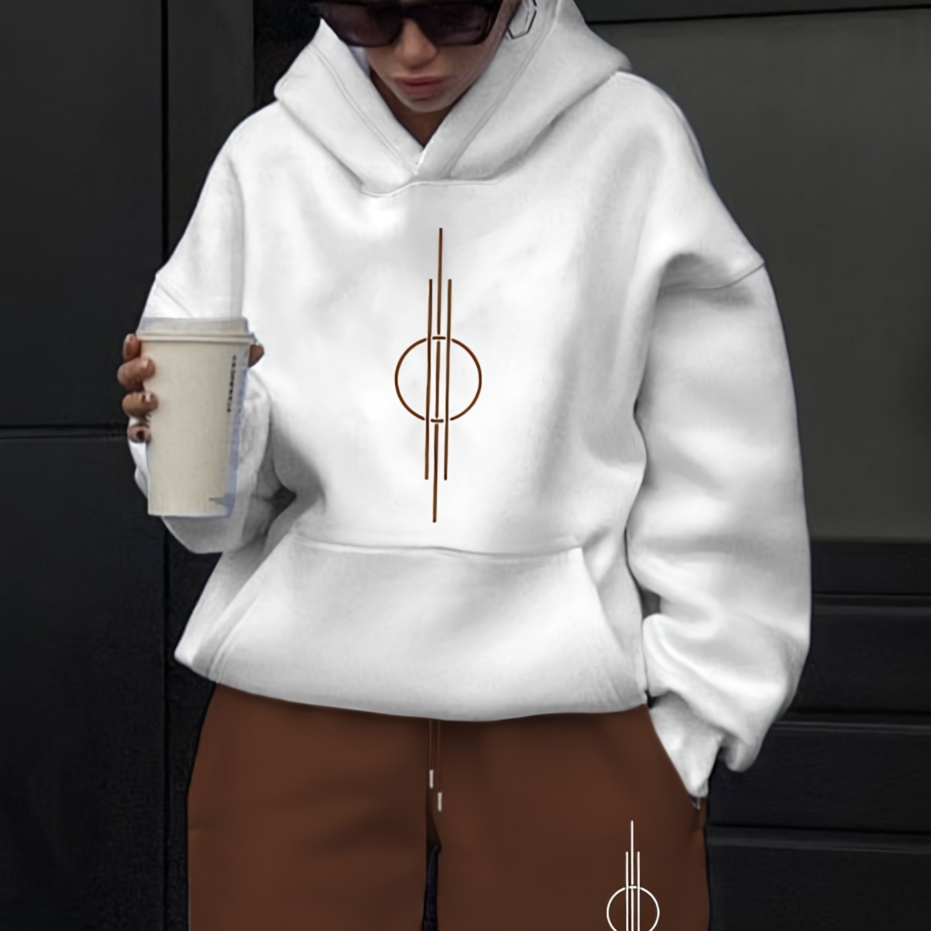 Unisex Hoodie Set Weiß mit Motiv & Jogginghose in passender Farbe