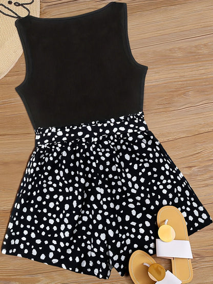 Women's Set: Sleeveless Top and Printed Shorts – Summer Street Style Outfit