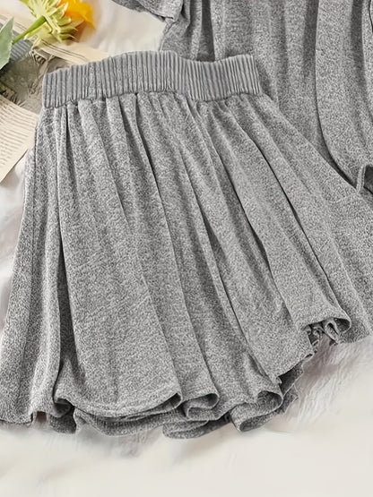 Women's Casual Two-Piece Set with Hoodie Top and Shorts – Casual Comfort for Spring & Summer