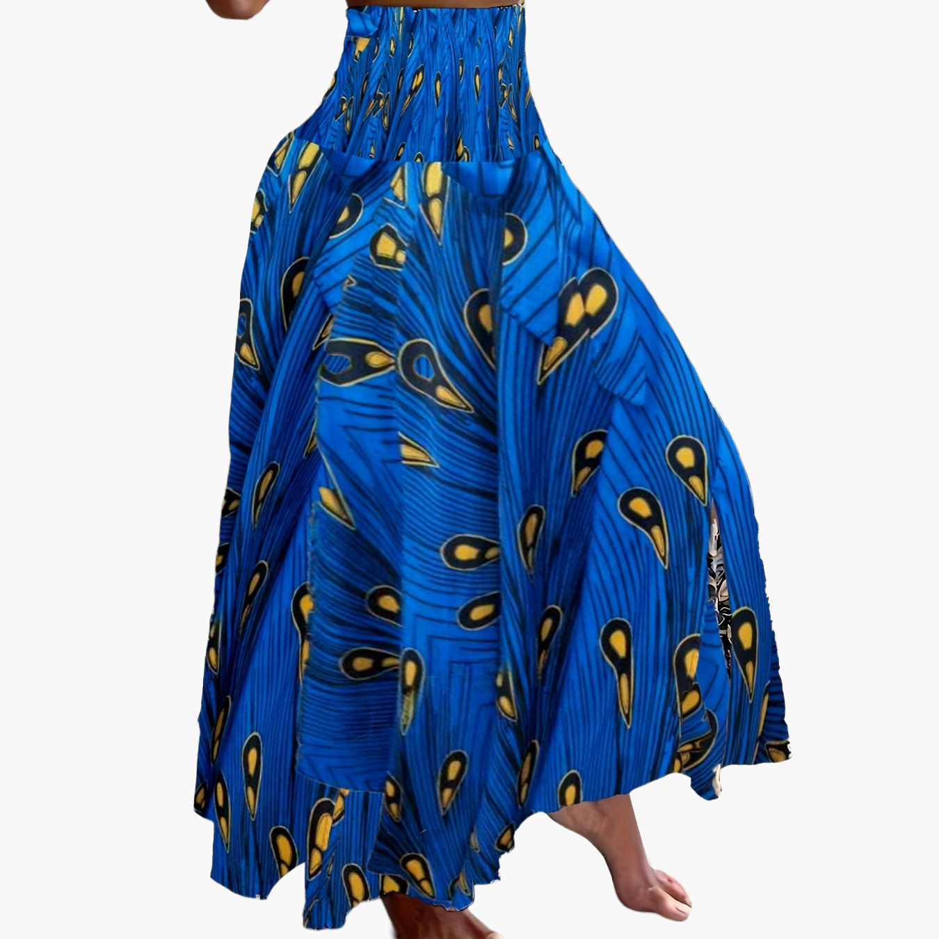 Women's maxi skirt with tropical floral pattern – Elegant summer skirt for leisure and vacation