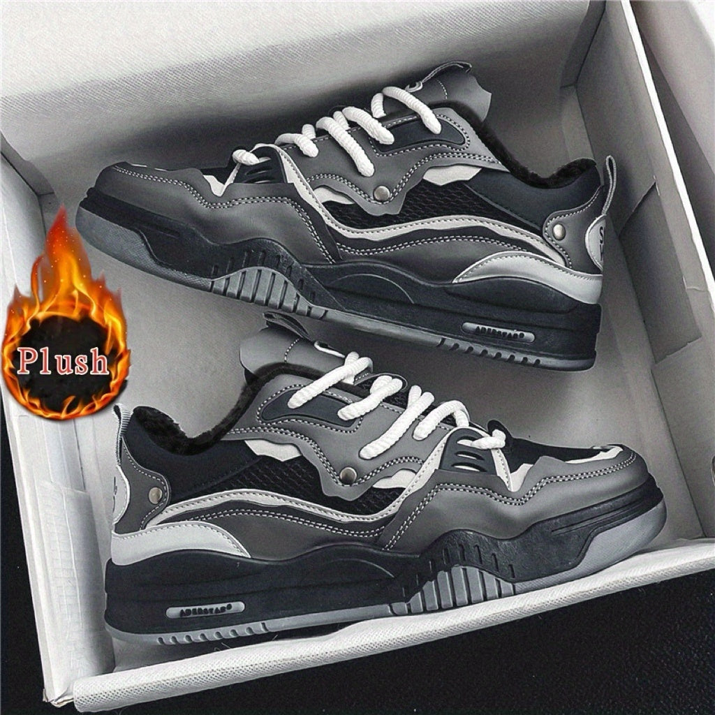 Unisex sneakers with a thick sole and plush lining, white-gray