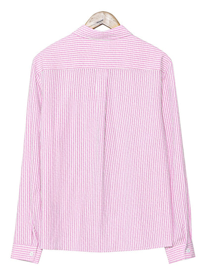 Men's Casual Shirt with Stripes – Stylish Regular Fit Business & Beach Shirt
